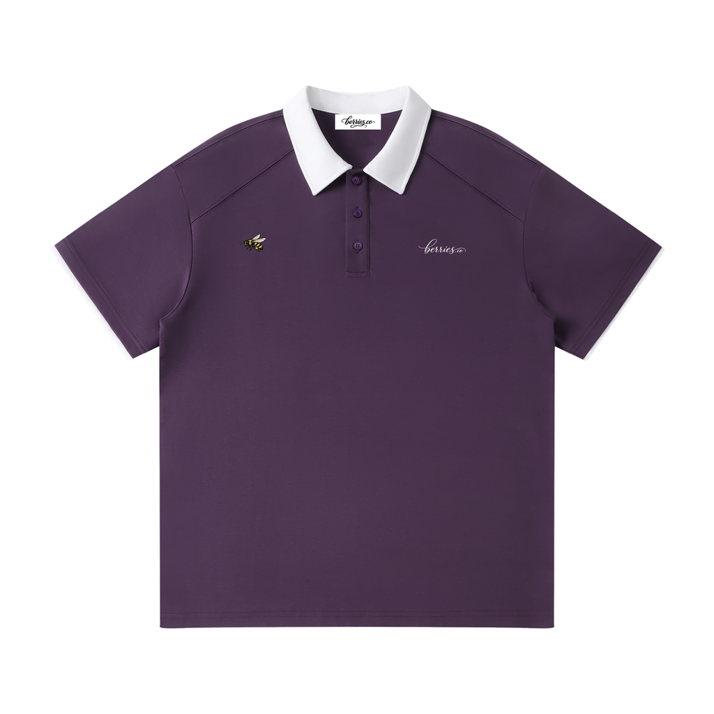 Berries Bee Contrast Collar Raglan Polo Shirt