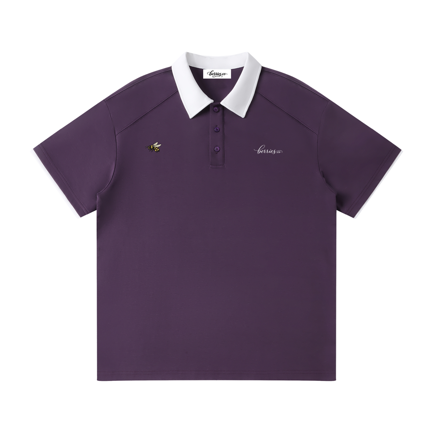Berries Bee Contrast Collar Raglan Polo Shirt