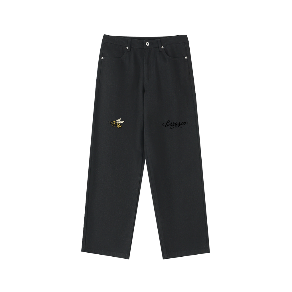 Berries Bee Heavyweight Cotton Straight-Leg Pants