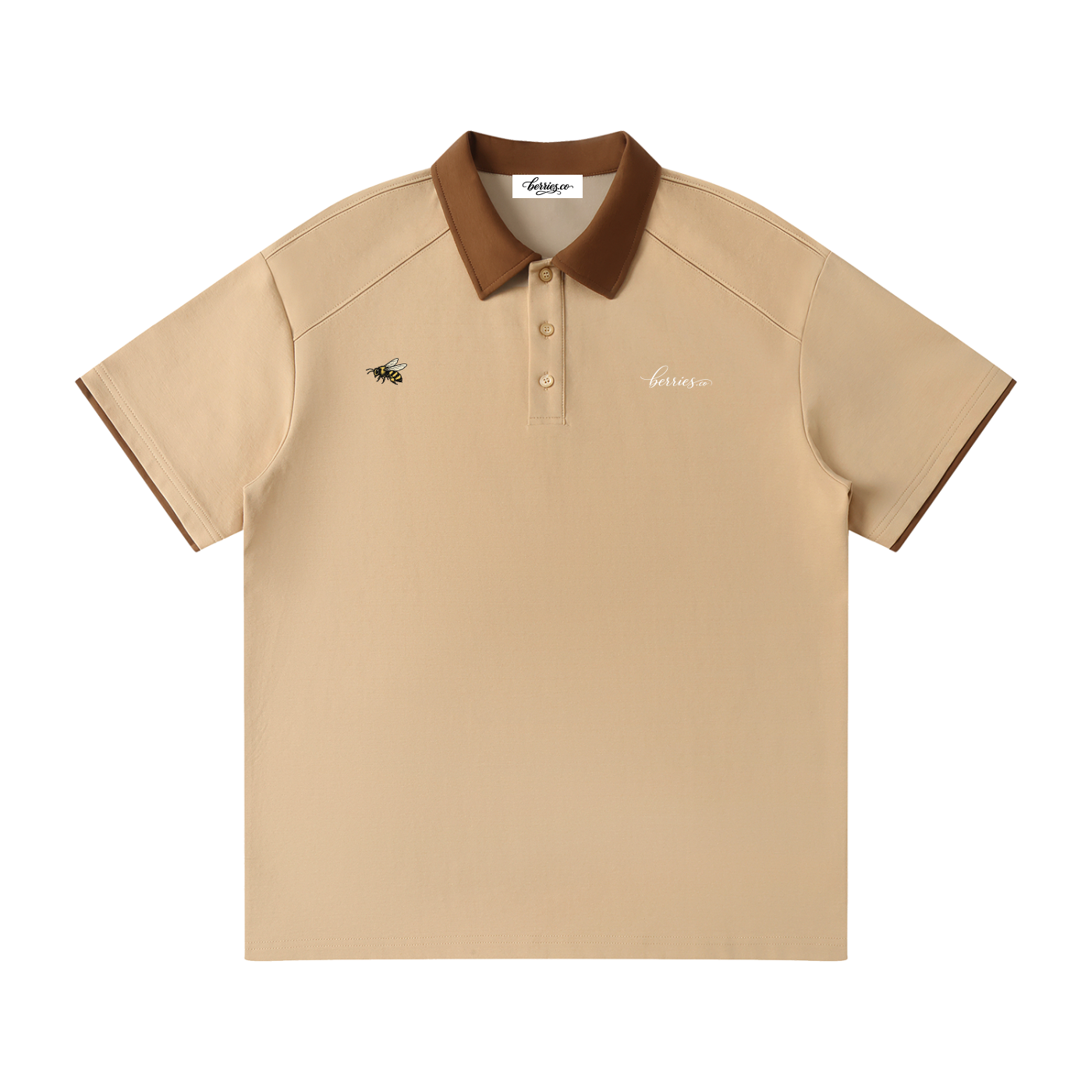 Berries Bee Contrast Collar Raglan Polo Shirt