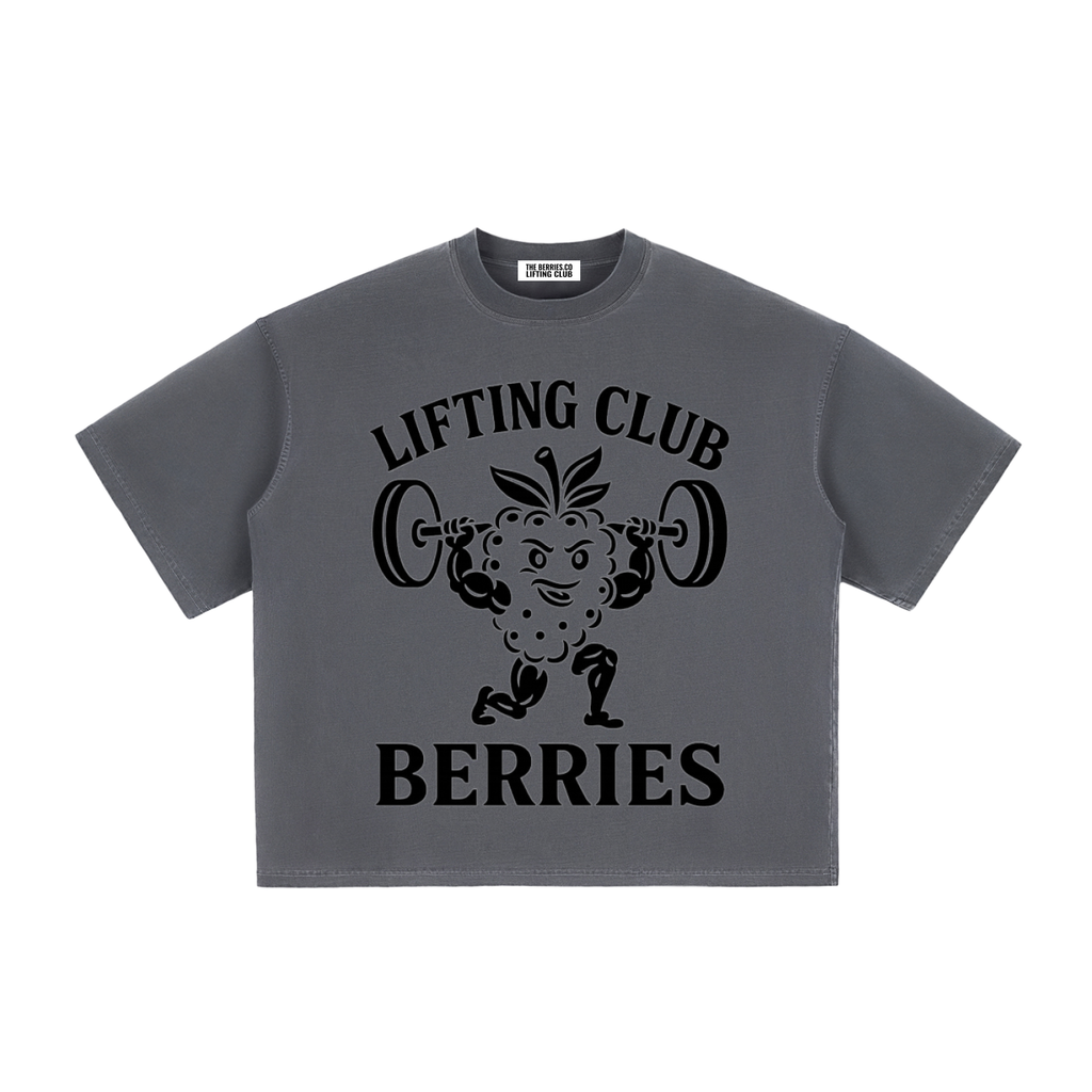 Lifting club black logo washed Boxy T-Shirt