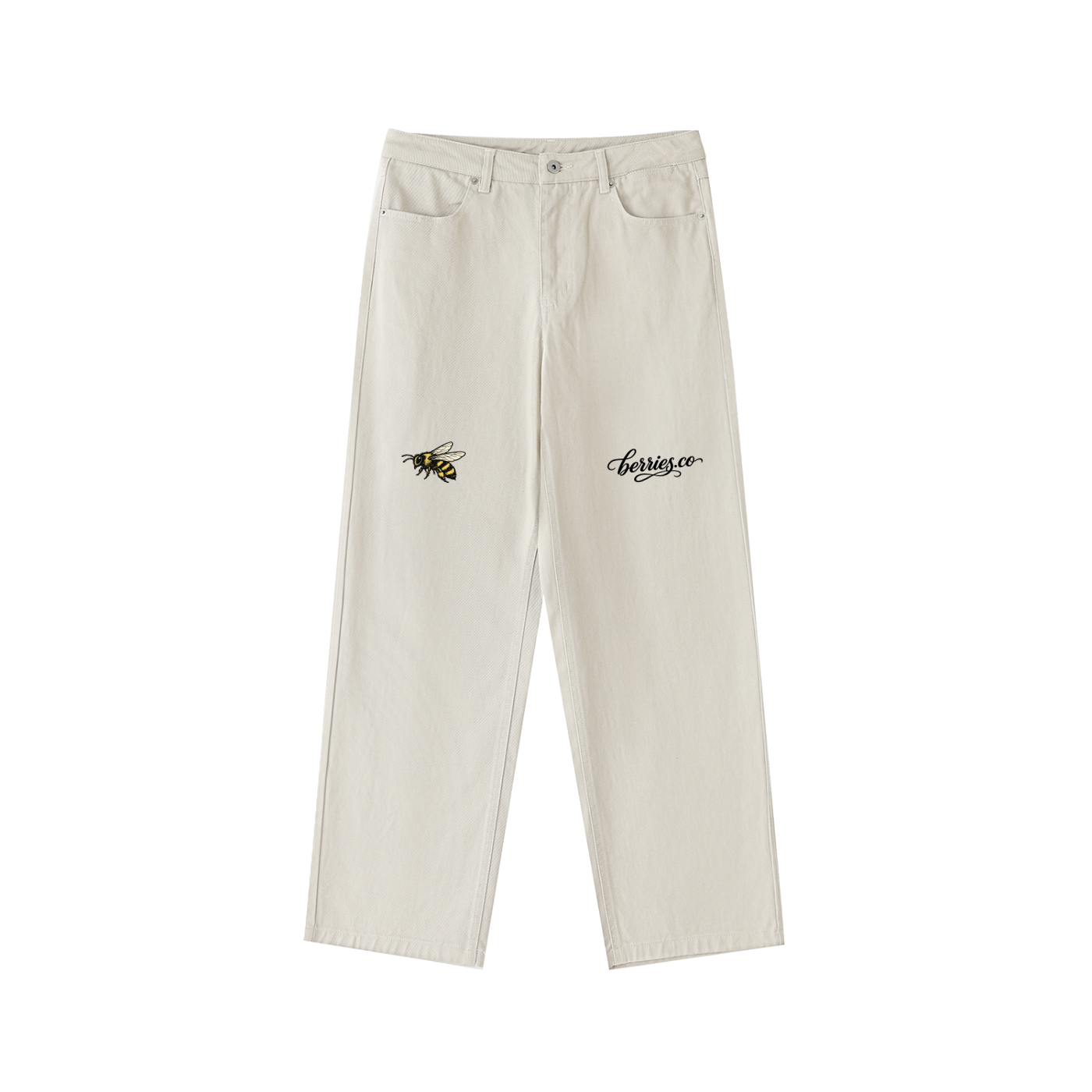 Berries Bee Heavyweight Cotton Straight-Leg Pants