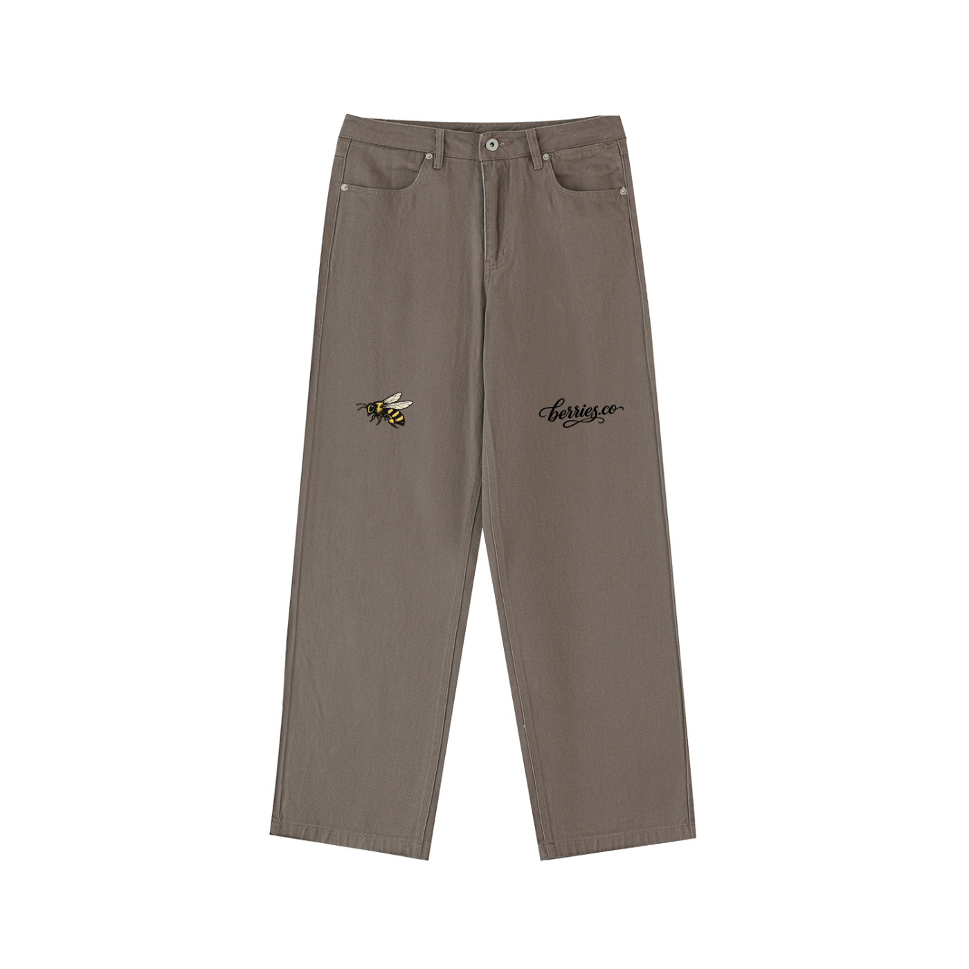 Berries Bee Heavyweight Cotton Straight-Leg Pants