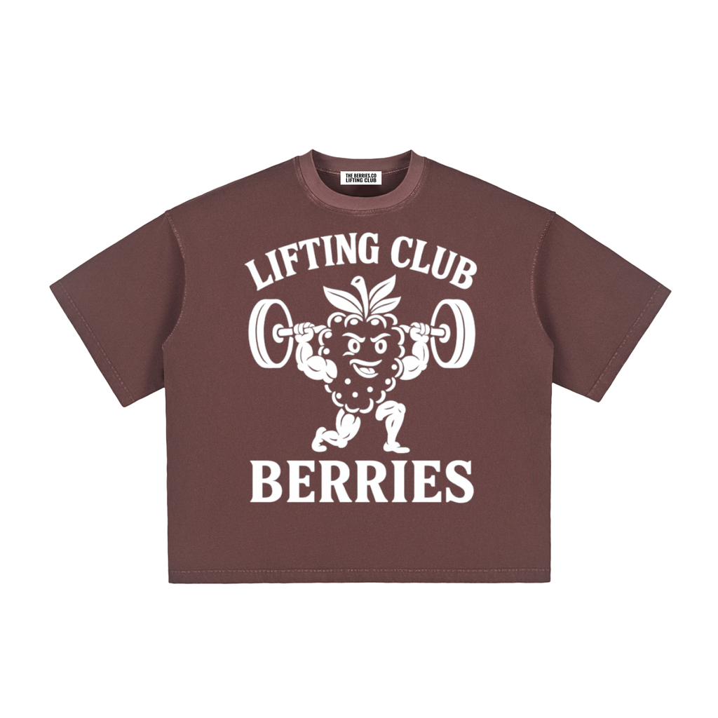 Lifting club white logo Washed Boxy T-Shirt