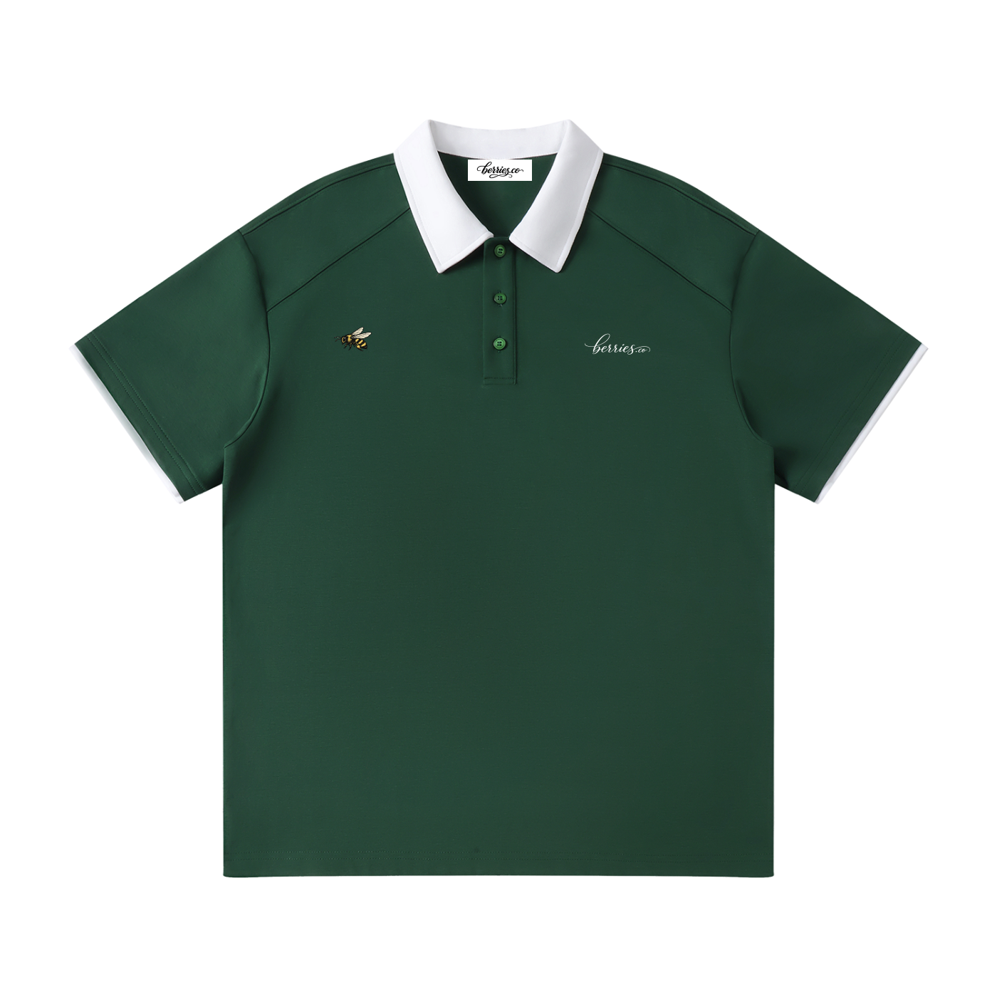Berries Bee Contrast Collar Raglan Polo Shirt