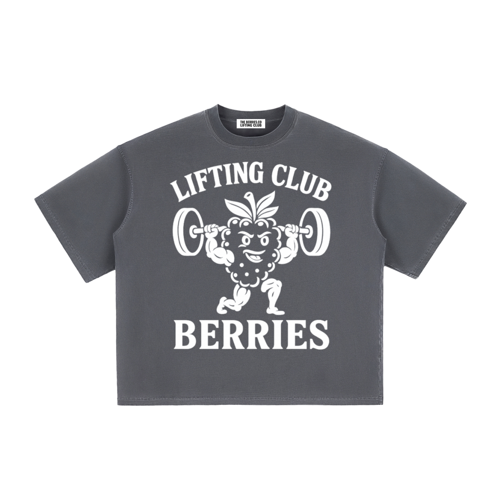 Lifting club white logo Washed Boxy T-Shirt