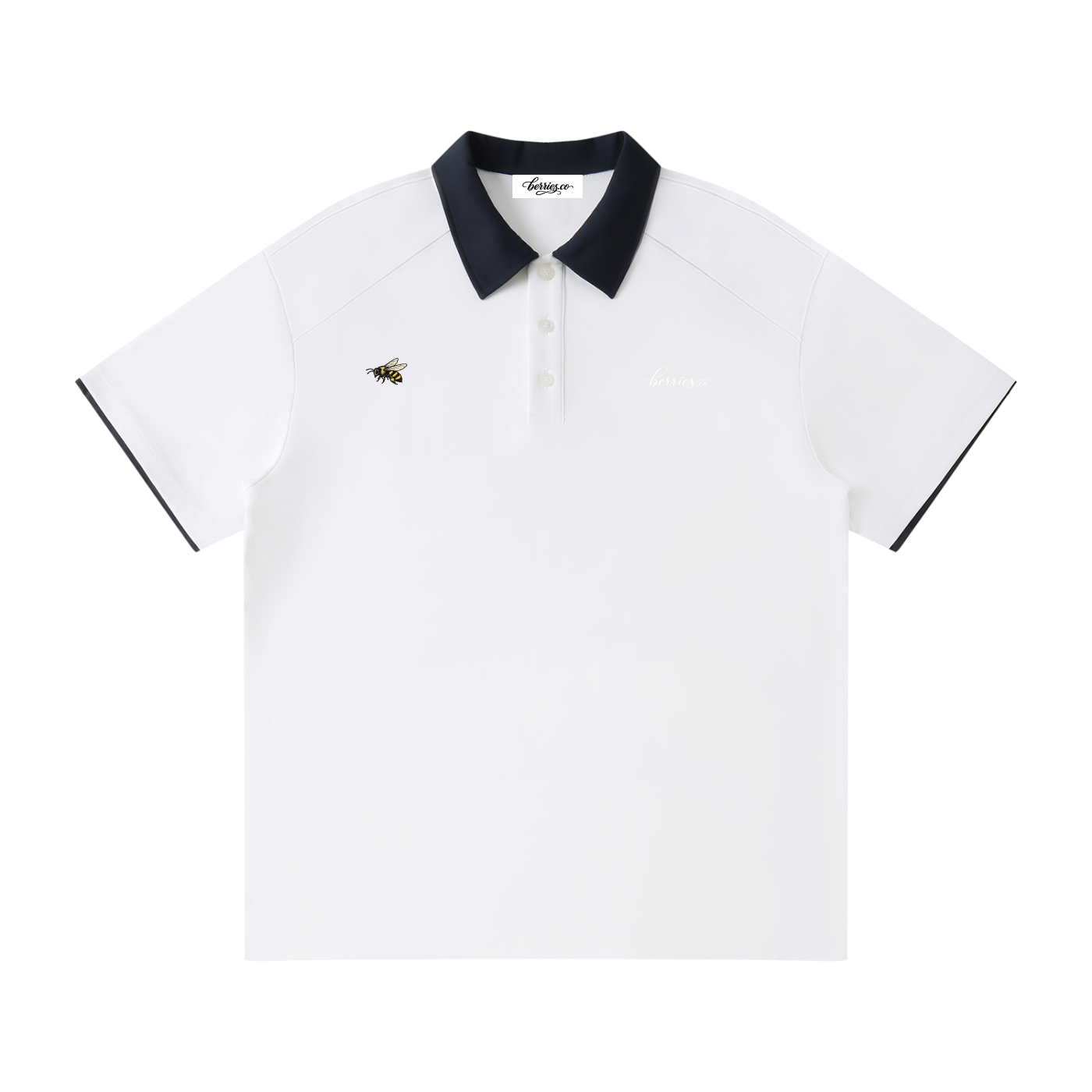Berries Bee Contrast Collar Raglan Polo Shirt