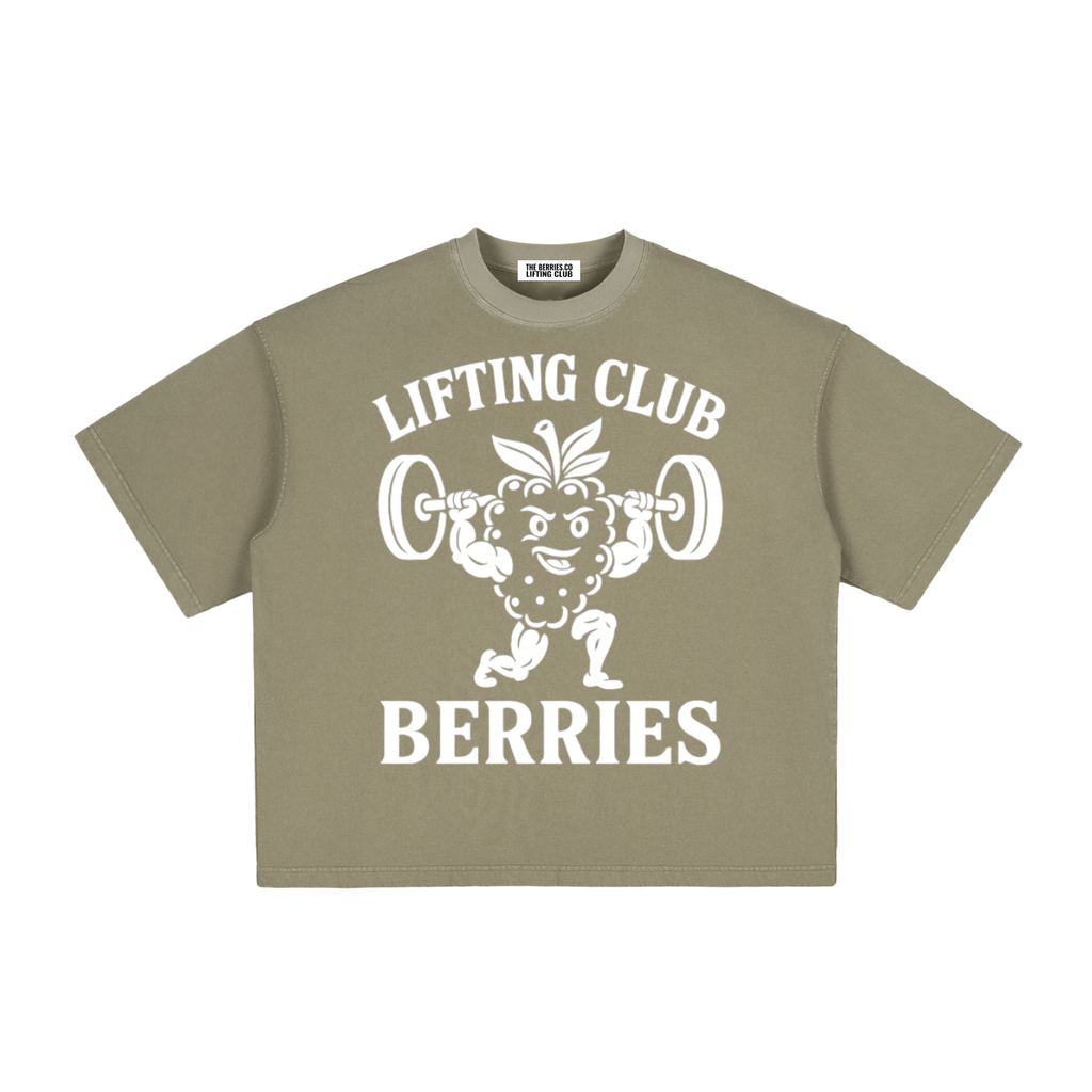 Lifting club white logo Washed Boxy T-Shirt