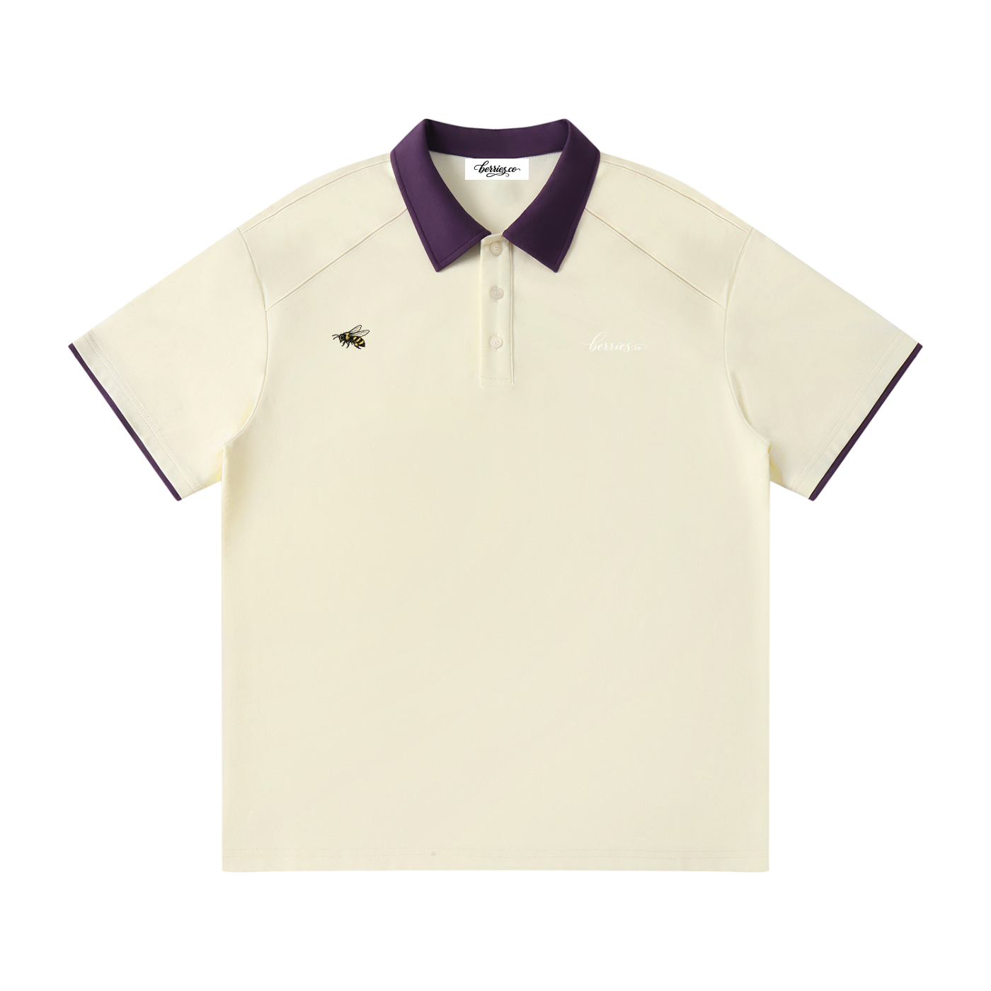 Berries Bee Contrast Collar Raglan Polo Shirt